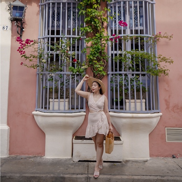Sandro summer eyelet cut out dress in ivory - Picture 1 of 6